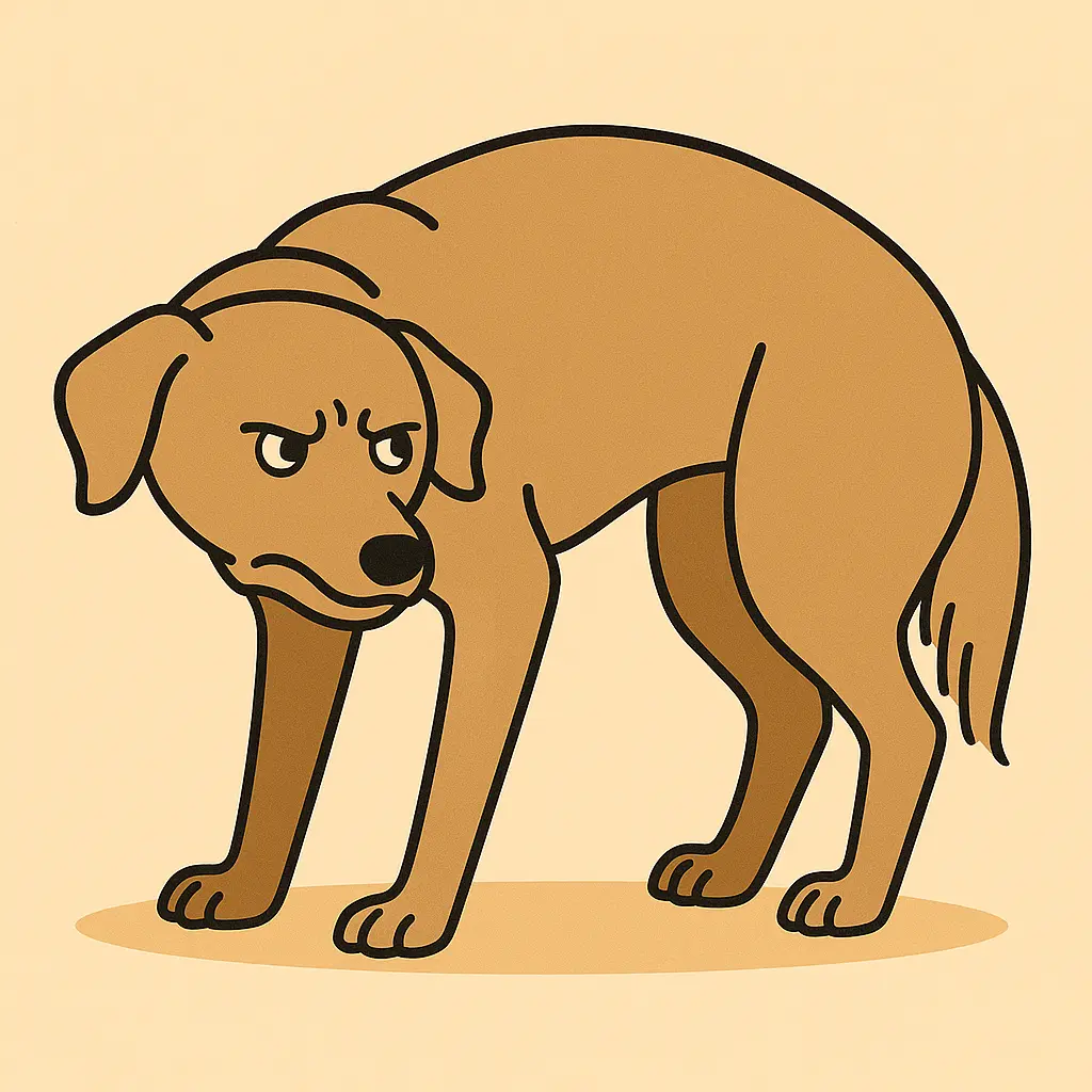 Hund hört nicht und steht in Abwehrhaltung