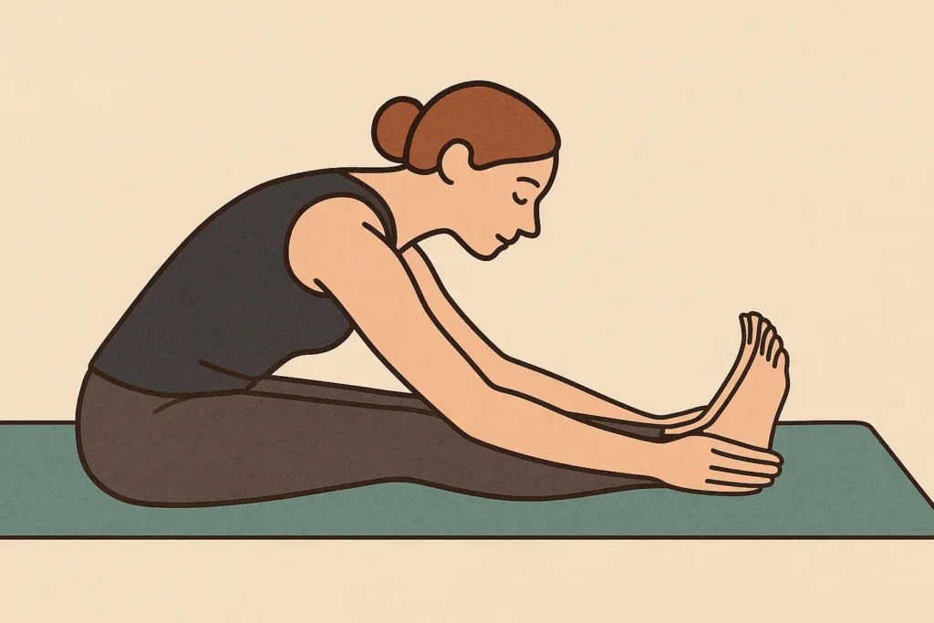Beindehnung im Sitzen (Paschimottanasana, sanft) - abends besser entspannen