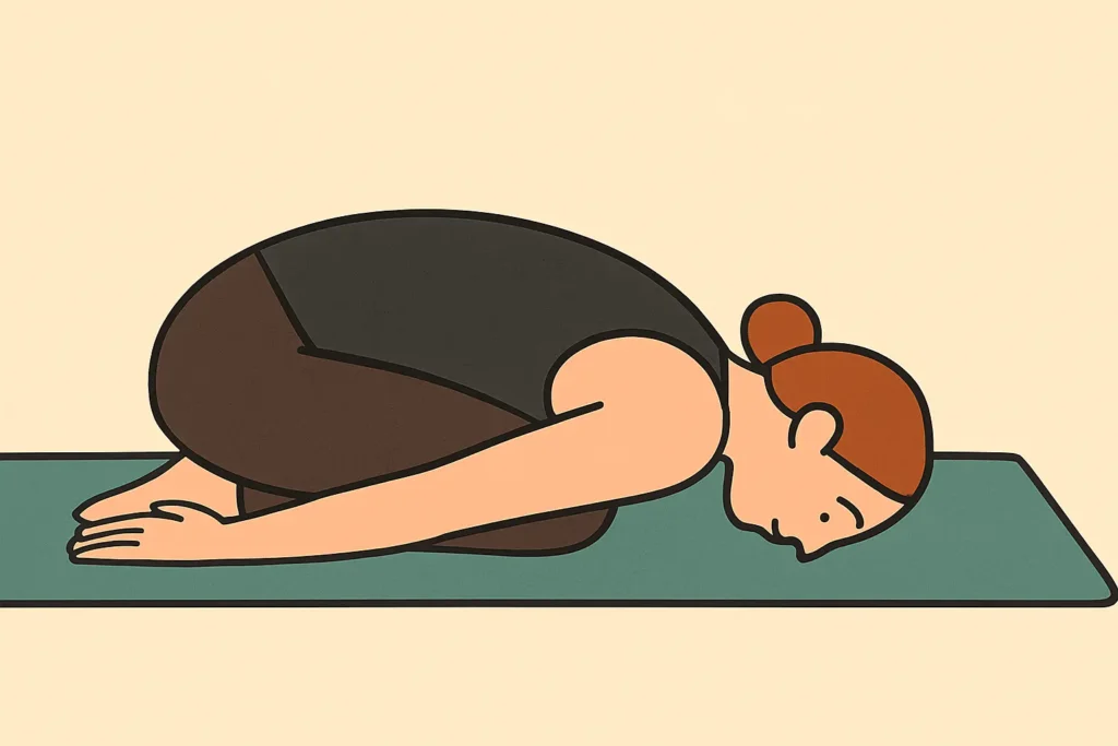 Kindhaltung (Balasana), um sich vor dem Schlafen besser zu erholen