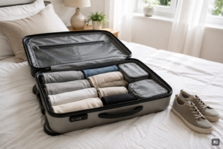 Koffer packen: Reihenfolge, Falttechnik und Gewicht im Griff