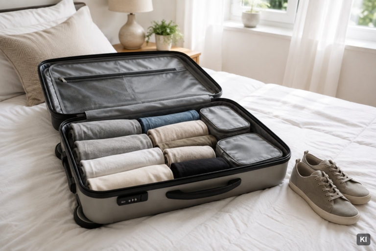 Koffer packen: Reihenfolge, Falttechnik und Gewicht im Griff